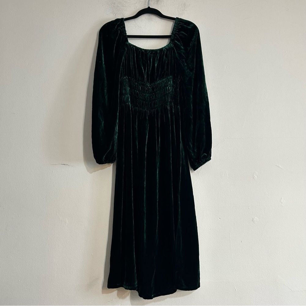Tuckernuck Hill House Home The Jasmine Nap Midi Dress Emerald Velvet XS